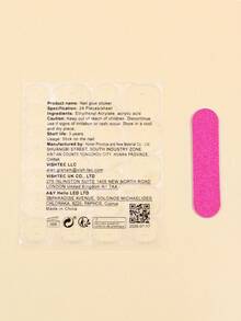 24pcs Press On Fake Nails White French,Pearl Sticker Diamond Nails Supplies Art Perfect For Everyday Wear - Multicolor - View 5