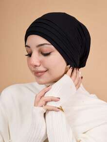 1 pièce Sous-foulard plissé à 4 couches pour femmes, bonnet turban multicouche élastique, bandeau de sport respirant et confortable, polyvalent pour usage quotidien, sport, yoga, mode - turban - Voir 4