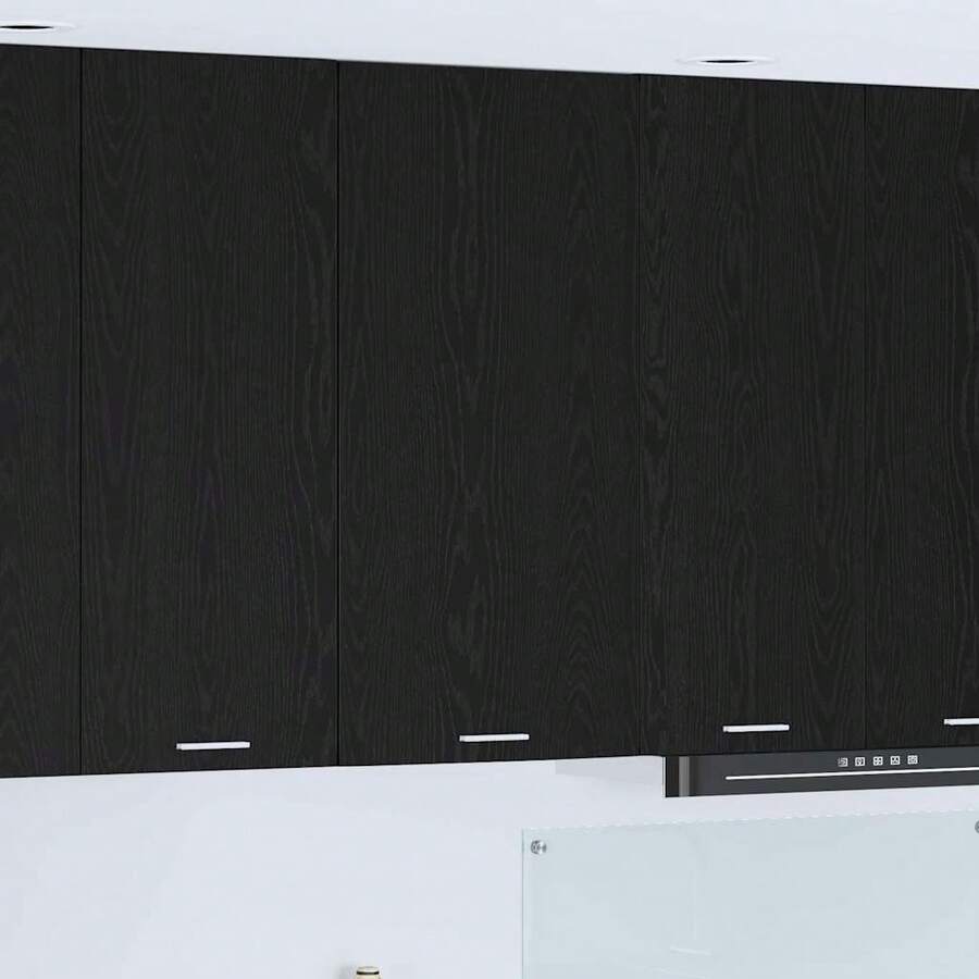 vidaXL Hängeschrank Mit Tür Schwarze Eiche Und Weiß 50 X 31 X 100 Cm - Black - View 1