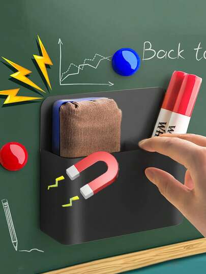 Magnetic Storage Container, Wall-Mounted Multi-Functional Self-Adhesive Dry Erase Marker Holder, Pen Cup, Storage Rack Suitable For Refrigerators And Other Magnetic Metal Surfaces, Space-Saving, Easy Installation, Perfect For School Lockers, Home, Classroom, And Office To Organize Essentials And Stationery