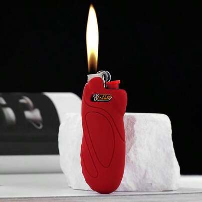 1pc Compact & Portable Lighter Case, High-Quality BICJ5 Refillable Lighter Protective Cover, Detachable Shell, Snap Closure, Compact & Lightweight, Anti-Slip Design, Thick & Shockproof, Suitable For Lighters And Matches
