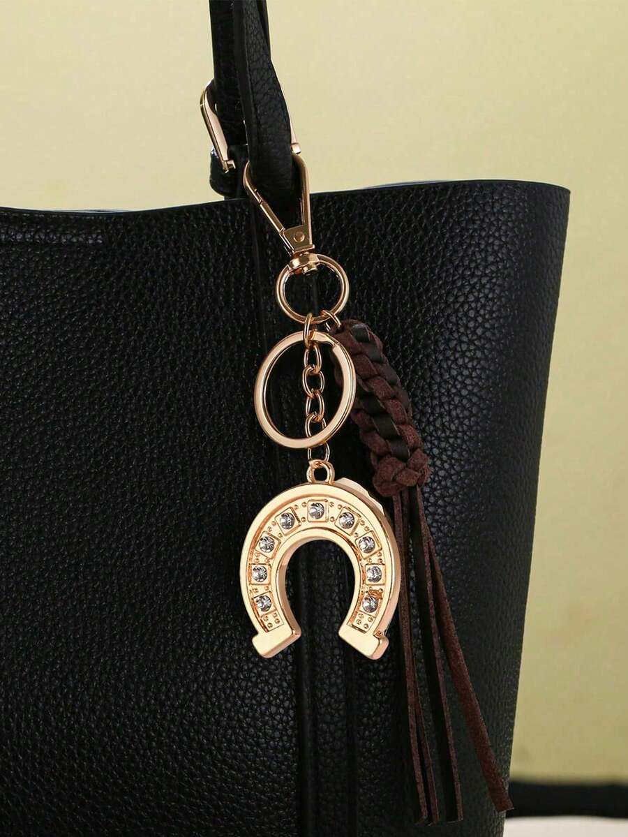 Western Cowboy Style Key Chain,Horseshoe Keychain,Charm Horse, Funny Keychain, Vintage Keychain, Keychain Decoration, Cool Keychain, Holiday Gift, Stylish Key Ring For Car Keys,Fashionable And Minimalist Lucky Charm Horseshoe Golden Keychain Creative Small Gift Horse Hoof Ornament Pendant - 均碼 - 查看 1