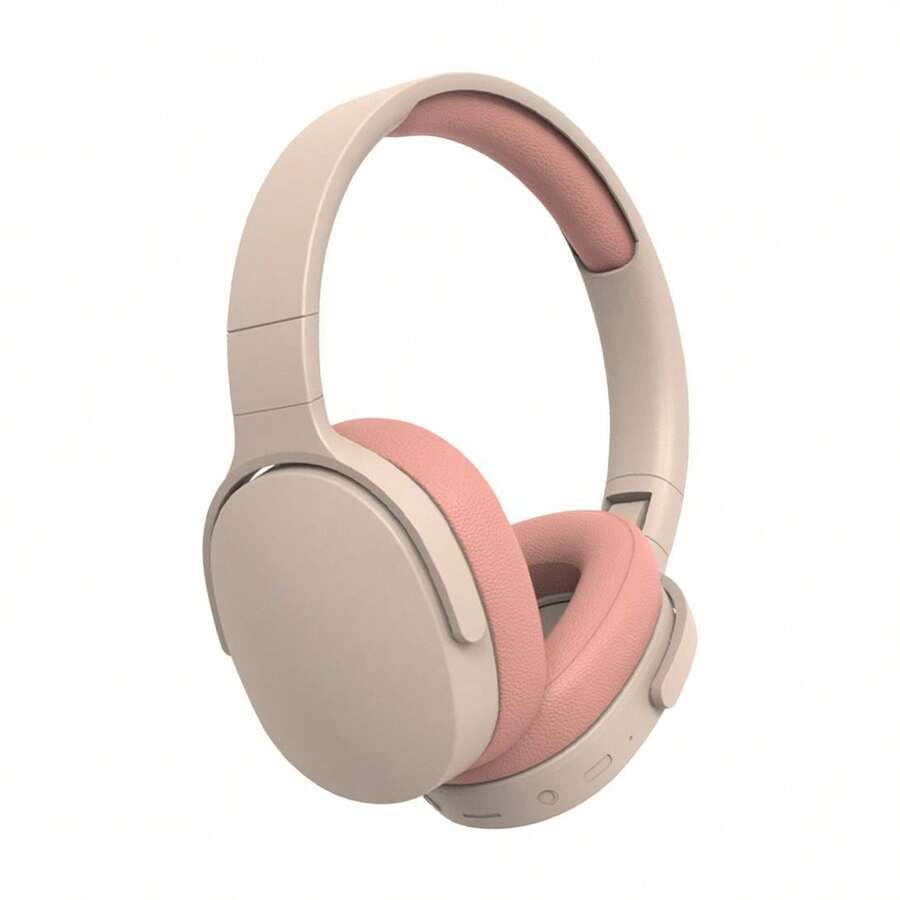 Wireless Over-Ear Bluetooth Headphones, Deep Bass Wireless Headphones With Mic, Noise Isolating, Lightweight Folding HiFi Stereo Headset For Travel/Tablet/PC/Home - 粉色 - 查看 1