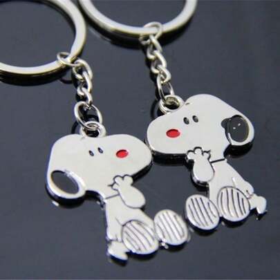 SNOOPY 1st/2pcs Dog Cartoon Couple Keychain Metal Creative Cute Pendant Gift Laser Carving, New Year's Gift, Valentine's Day Gift, Easter Gift