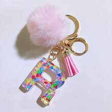 1个字母首字母钥匙扣，可爱毛绒球钥匙圈，可挂在包包、背包、汽车上，是送给女性和女孩的绝佳礼物。亮片树脂钥匙扣，钱包和手提包配饰，带流苏钥匙圈，字母首字母A-Y，适合学生使用。 - 粉色 - 查看 20