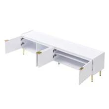 TV Stand, Low Cabinet With Textured Door, Gold Handles And Legs, 170 L X 35 W X 47.5 H (Cm) - White - View 11