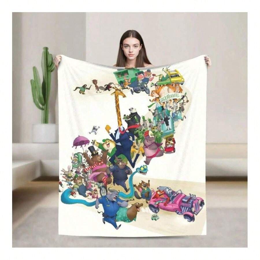 Zootopias 2 2025 NEW Movie Warm Soft Blanket Camping Plush Throw Blanket Funny Outdoor Flannel Bedspread Sofa Bed Cover - White - View 1