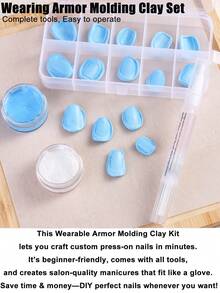 专业可穿戴美甲模具粘土 – 简易可穿戴盔甲模具粘土套装，1:1 混合使用，无需计量即可定制速干美甲模具，DIY 美甲模具工艺用品 - 彩色 - 查看 8