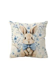 1pc/4pcs Rabbit & Easter Egg Print Pillow Cover, Home Decor Sofa Cushion Cover, Bedroom Headrest Pillow Slip, Car Lumbar Cushion Cover, Room Decor - Multicolor - View 14