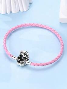 1 Pair 925 Sterling Silver Butterfly Clasp Pink Braided Bracelet, Adds Dreamy And Charming Appeal To Daily Outfits - Silver - View 6
