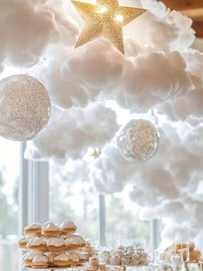 3pcs Oversized Artificial Cloud Decor, 3D Cloud Decoration Suitable For Wedding Backdrop, Stage | Party Background, Home Decor, Room Decor, Living Room, Bedroom, Ceiling Decor, Can Be Used As Background, Wedding/Birthday/Exhibition Decor, Home Decor, Wall Decor, Also A Great Gift For Graduation Season
