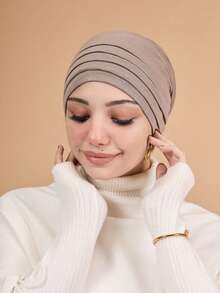 1 pièce Sous-foulard plissé à 4 couches pour femmes, bonnet turban multicouche élastique, bandeau de sport respirant et confortable, polyvalent pour usage quotidien, sport, yoga, mode - turban - Voir 5