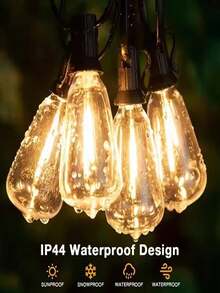 Upgraded Jumbo-Size Solar Panel Efficient Charging ST38 Garden String Lights 2200K Soft Warm Light Shatterproof LED Bulbs Remote Control Weather-Resistant For Courtyard Hanging Decoration - ST38 - View 9