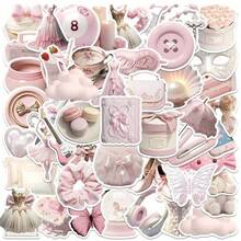 50 Stück süßer rosa Aufkleber-Set, inklusive dekorativer Aufkleber, Poster Aufkleber, Raum Deko Aufkleber, ästhetische Aufkleber, wasserfeste Aufkleber, geeignet für Laptop, Skateboard, Wasserflasche und mehr - W - Übersicht 8