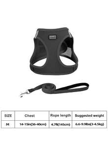 1 Set Reflective Cat/Dog Leash And Harness - Breathable Mesh Vest With Padded Nylon Leash Suitable For Small To Medium Dogs, No-Choke Dual D-Ring Design - Multicolor - View 15