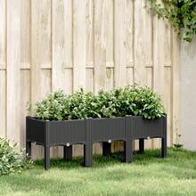 vidaXL Pflanzkasten Mit Beinen Schwarz 120x40x42 Cm PP - A - Übersicht 1
