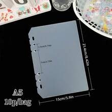 10张A5/A6/A7/A8尺寸透明哑光活页插页，适用于贴纸书、贴纸底纸、集邮册、印章页、印台补充页、3D贴纸书贴纸板、贴纸书、贴纸书制作、书皮、办公用品 - 無色 - 查看 5