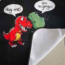 1PC Cartoon Dinosaur Apron Red Green Dinosaur Hugging Design Funny Animal Print Kitchen Apron Cute Cartoon Character Cooking Apron Family Baking Apron Creative Animal Pattern Kitchen Clothing - A - View 3