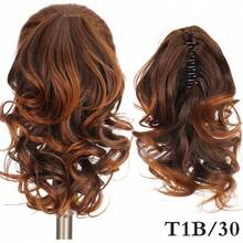 合成纤维马尾假发，夹式大波浪梨花卷发，优雅高马尾假发，易于佩戴，适合度假、休闲和居家场合。 - 彩色 - 查看 14