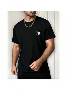Set Of 3 Men's T-Shirts, 100% Cotton, Crew Neck, Comfortable, Various Colors, Immediate Shipping - 黑色 - 查看 4