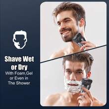 SOLIMPIA IPX7 Waterproof Three-Blade Floating Veneer Net Men's Electric Shaver - Silver - View 3
