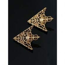 2pcs/Set Unisex Fashionable Vintage V-Shaped Hollow Out Shirt Collar Clip Pin Brooch, Suitable For Daily And Party Wear - Vàng hồng - Xem 4