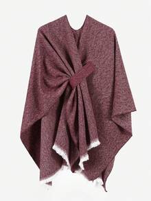 1pc 2025 New Fashion Buckle Shawl, Casual Warm Travel Wool Shawl, Seasonal Fashion Accessory, Multifunctional Blanket/Cape/Cardigan, Suitable For Daily, Travel And Street Photography - Dark Brown - View 5