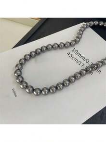 1pc Elegant Freshwater Pearl Necklace - Mixed Candy Color Luxury Women's Clavicle Chain Suitable For Daily Wear And Gifting - Màu xanh da trời - Xem 8