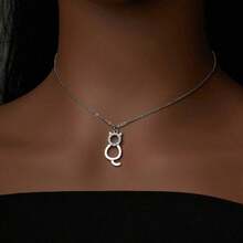Elegant Hollow Outline Cat Pendant Necklace, New European & American Cross-Border Style - Silver Gray - View 1