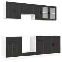 vidaXL 8-Teiliges Küchenunterschrank-Set Porto Schwarz Aus Holzwerkstoff - nero - Visualizzare 2