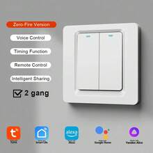 1 PC EU Standard Smart Switch Requires Neutral Wire, DS-102 High Power 600W/Gang WiFi & Bluetooth Wall Switch With Split Quick Mount Design, 1/2/3/4 Gang White PC Panel, Works With Alexa Yandex Alice Tuya Smart Life, APP Remote Voice Control Timer For Home Hotel Lighting - 彩色 - 查看 15