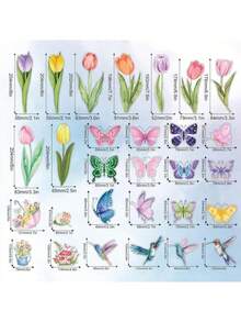 8 Sheets Spring Window Clings Flower Window Stickers Decorations For Glass Windows, Easter Tulip Butterfly Flower Window Decals - Multicolor - View 4
