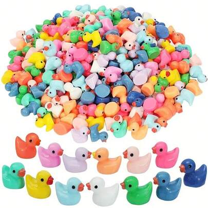 5/20/50pcs Mini Resin Duck Person Figurines, Mixed Multi-Color Duck Miniature Figures, Aquarium, Garden Landscape, Dollhouse Decor, Potted Plant DIY, DIY Handmade Potted Landscape Accessories, Suitable For Garden, Patio, Outdoor Decor, Random Color