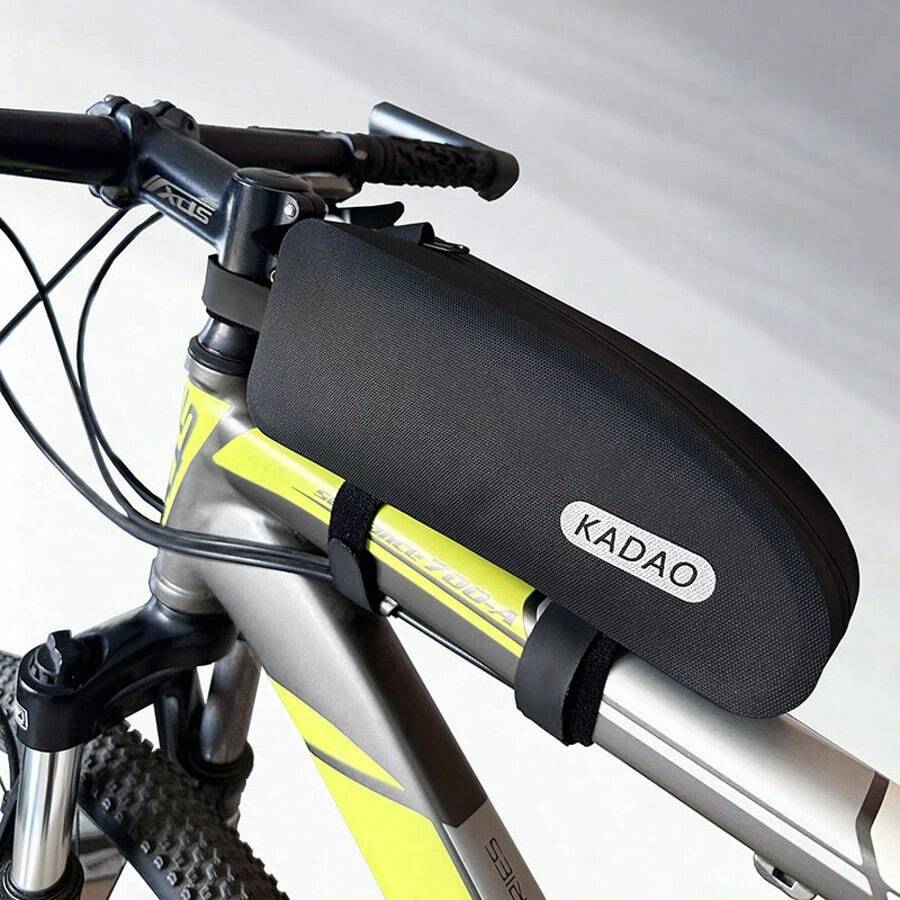 TPU自行车前上管包，防水鞍座包，适用于公路自行车/山地自行车骑行 - 黑色 - 查看 1