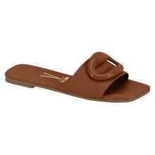 Sandalias planas de deslizamiento de cuero suave Vizzano con detalles modernos - Marrón Mocha - Ver 3