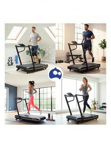 Caminadora Curva Plegable con Pantalla Digital, Velocidad hasta 22 km/h, Desacelerador Inteligente, Incluye Soporte para Teléfono y Ruedas de Transporte, Soporta 150 Kg. Bluelander - Negro - Ver 6