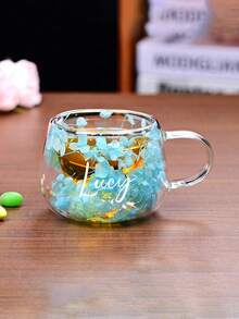 Taza de vidrio de doble capa personalizada con asa, taza de café transparente de borosilicato de alta resistencia al calor, taza de vidrio con patrón floral grande para té y leche, estilo minimalista y elegante - multicolor - Ver 16