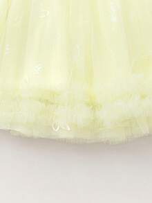 Balabala 女童罗纹提花衬衫式公主裙，甜美花卉印花，荷叶边装饰，春秋季休闲连衣裙 - 淺黃 - 查看 6