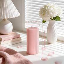 1支粉色条纹圆柱形香氛蜡烛，直径1.97英寸，无烟大豆蜡，适用于家居装饰、节日装饰、婚礼装饰、生日装饰，营造浪漫梦幻的氛围，生日礼物、女士礼物、冬季礼物、结婚礼物、纪念品 - 1PC - 查看 16