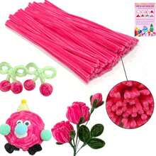 51/101/201/301 chiếc dây kẽm nhung màu hồng, đồ dùng thủ công tự làm và hướng dẫn làm thiệp, hoa làm từ dây kẽm nhung, đồ trang trí ngày lễ. - Màu đỏ đào - Xem 10