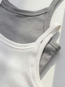 两件装女士纯棉针织无袖吊带背心，春夏休闲日常穿着 - 彩色 - 查看 4