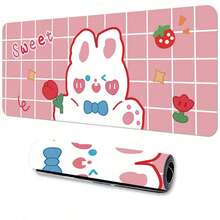 1个可爱兔子超大鼠标垫，大尺寸设计，可用作桌垫、学习垫或键盘垫。提供多种尺寸，例如15.7*35.4英寸（40*90厘米）。是理想的生日和节日礼物——这款电脑键盘和笔记本电脑垫非常适合游戏玩家、上班族和学生。 - A - 查看 13