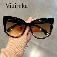 Women's Glasses, Oversized Cat Eye Frame With Leopard Print Decoration, Bold Fashion Item, Perfect For Travel, Outdoor Activities, Street Style And Parties, Halloween And Christmas Gift - 紅色的 - 查看 3