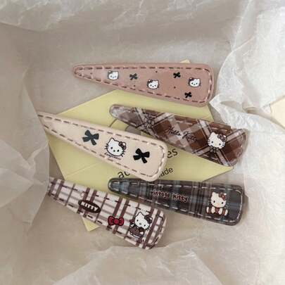 1套/5个【随机款式】日系可爱软萌动漫周边，日系动漫咖啡色猫咪三角发夹，日系甜美百搭女童侧鸭嘴夹刘海发饰，开学礼物，送给粉丝、家人朋友的完美小礼物，情人节礼物，新年礼物，复活节礼物【随机款式】