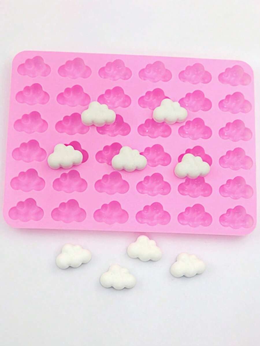 1pc Cloud Shaped Multi-Compartment DIY Silicone Mold, Modern Style DIY Silicone Mold - Pink - View 1