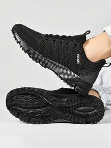 Plus Size Men's Casual Breathable Sports Running Shoes, Outdoor Fashion Solid Color Non-Slip Lightweight Training Sneakers - Black and White - View 10