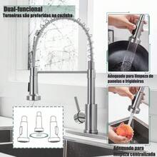 Camppor Gourmet Single-Lever Faucet For Kitchen Countertop, Silver With Aerator. - Silver - View 3
