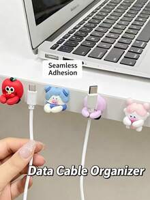 2 piezas Organizador de cables lindo, dispositivo de almacenamiento y fijación sin costuras para el escritorio, clips para cables de carga de teléfono sin taladro - esencial para la escuela, regalo perfecto para el Día de San Valentín - Conjuntos - Ver 1