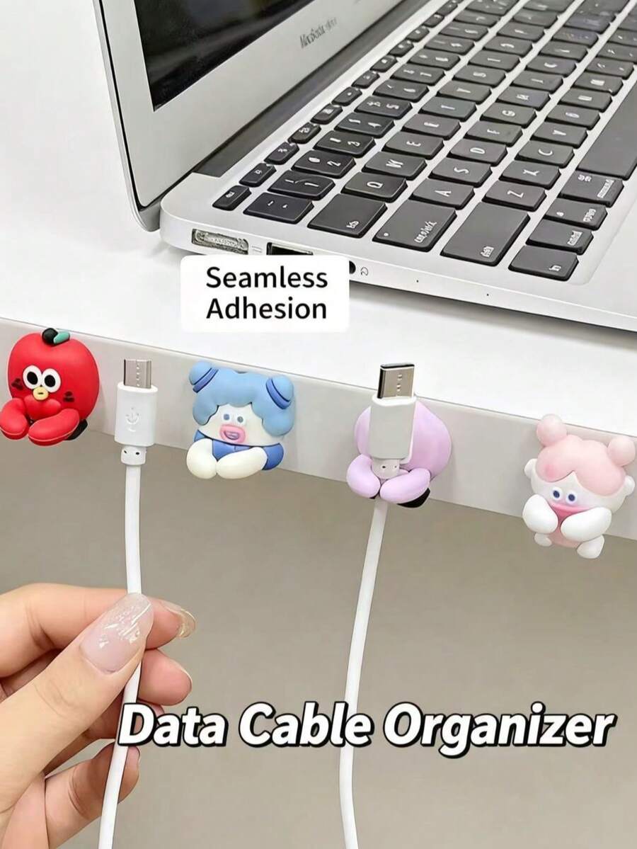 2 piezas Organizador de cables lindo, dispositivo de almacenamiento y fijación sin costuras para el escritorio, clips para cables de carga de teléfono sin taladro - esencial para la escuela, regalo perfecto para el Día de San Valentín - Conjuntos - Ver 1