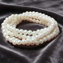 5 pulseras beige de 6 mm